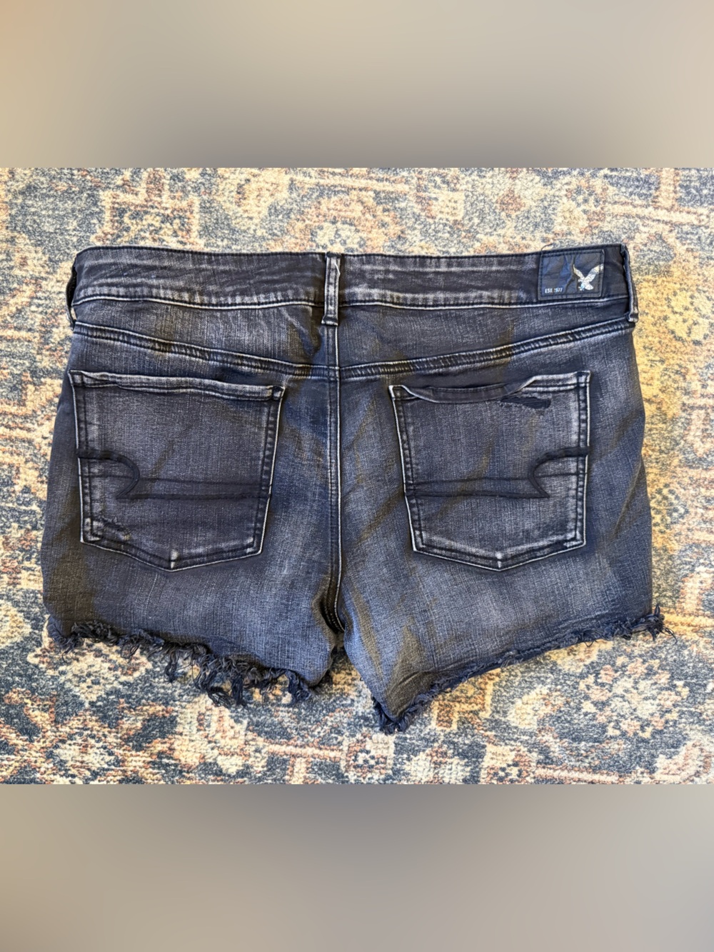 American Eagle black denim cut off shorts
